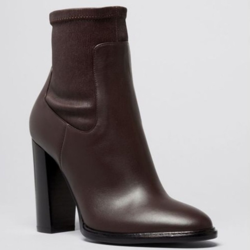 Vince Odelia Leather Ankle Boots High Heeled Dark Cherry Brown Womens 8.5